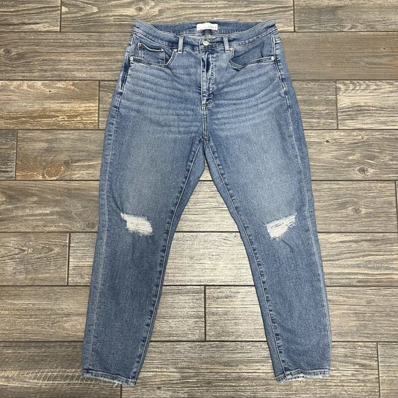 Loft Blue Jeans Women's 8 / 29 Petite Destructed High Rise Skinny Stretch Ankle - Picture 4 of 16